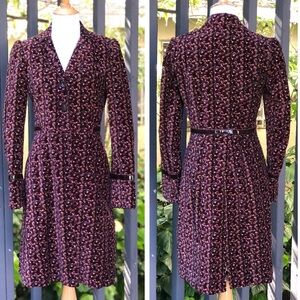 Vintage Alberta Ferretti Floral Velvet Plum Purple Trech Coat Jacket size S